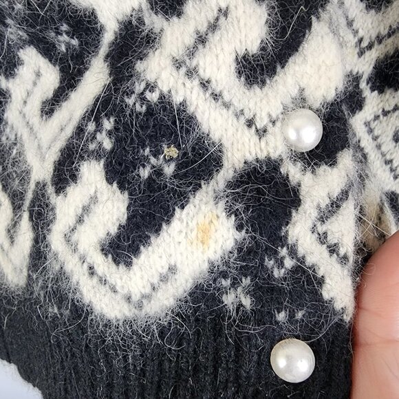 Moda International Vintage Wool/Angora Blend Pearl Button Up Sweater S - Picture 5 of 5